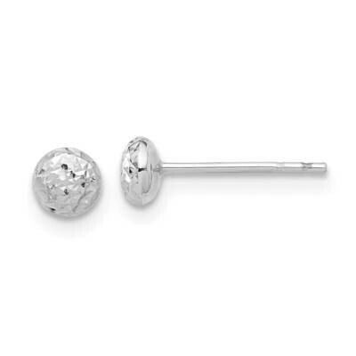 Polished Diamond-Cut 4.5mm Button Post Earrings 14k White Gold TF2335W, MPN: TF2335W,