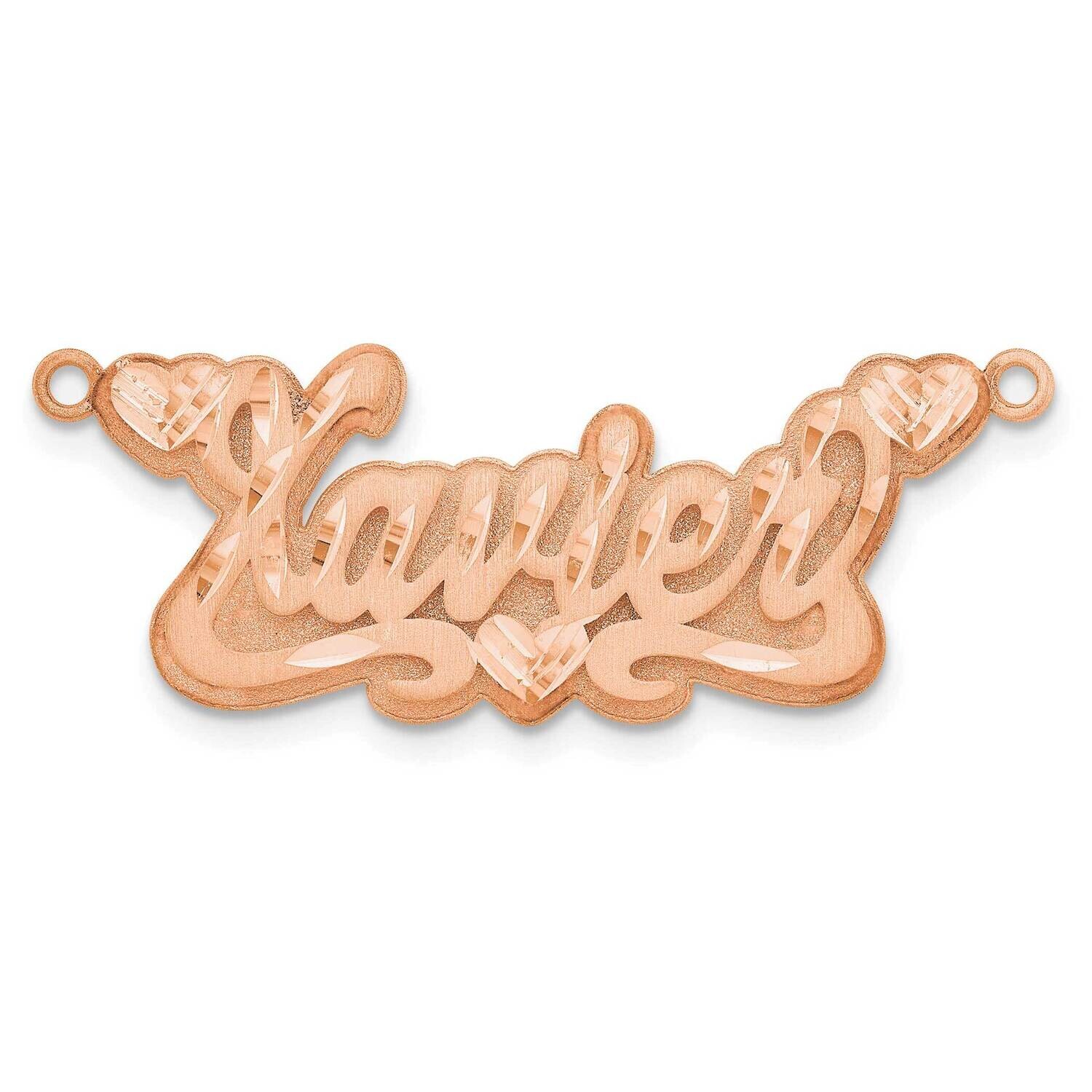 Rose-Plated 3D Satin Diamond-Cut Hearts Name Plate Sterling Silver XNA249RP, MPN: XNA249RP,