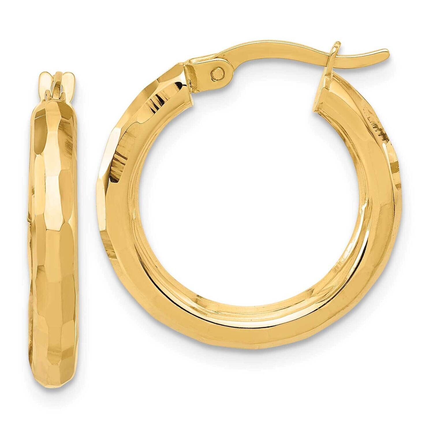 Diamond-Cut Hoop Earrings 14k Polished Gold TF2209