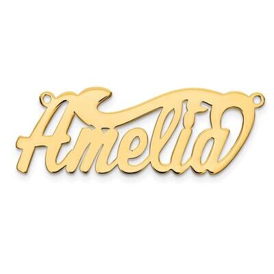 Gold-Plated Polished Name Plate Sterling Silver XNA131GP, MPN: XNA131GP,