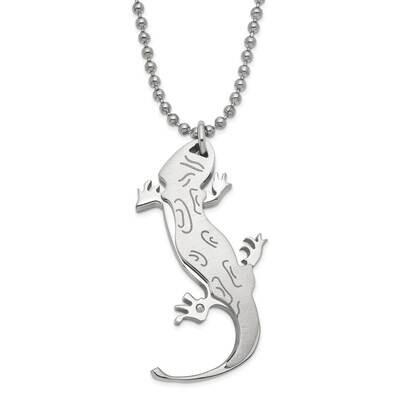 Brushed &amp; Polished CZ Lizard Necklace Stainless Steel SRN423-22 by Chisel, MPN: SRN423-22, 88677403…