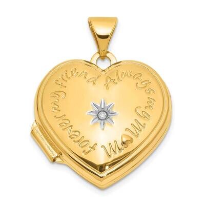 Diamond 18mm Always My Mom Heart Locket 14k Gold White Rhodium  XL865, MPN: XL865,