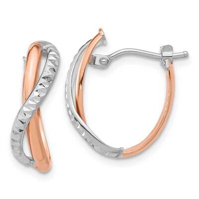 Polished Diamond-Cut Crossover Hoop Earrings 14k Two-Tone Gold TF2262R, MPN: TF2262R,