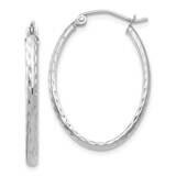 Lightweight Diamond-Cut Oval Hoop Earrings 14k White Gold TE513W, MPN: TE513W,