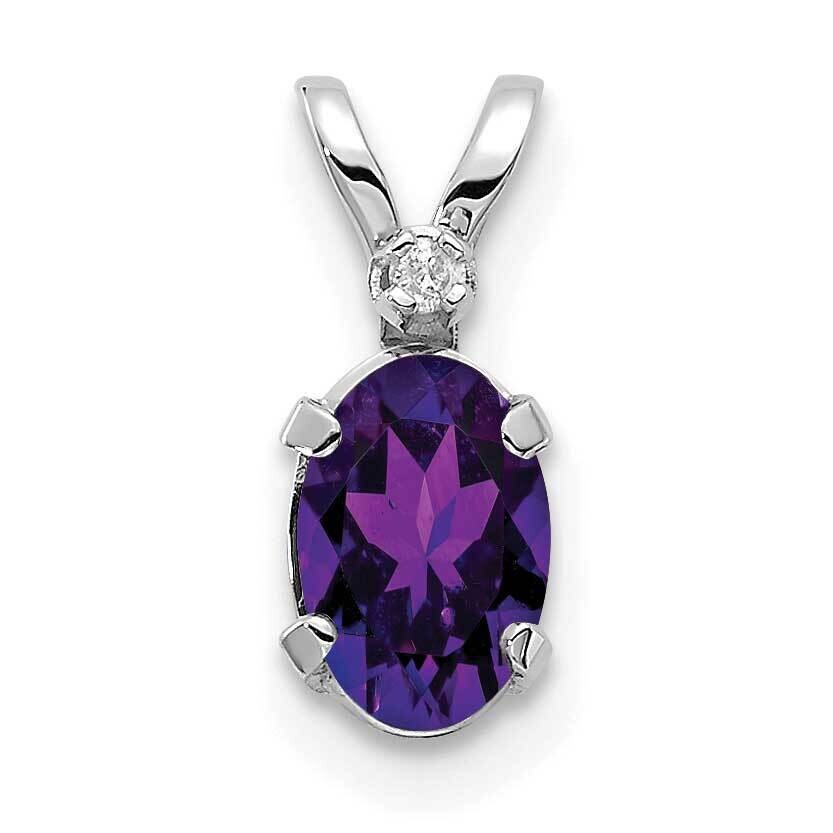 Diamond Amethyst Birthstone Pendant 14k White Gold XBE157W, MPN: XBE157W,