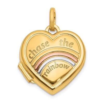 Rose White Rhodium 15mm Chase The Rainbow Heart Locket 14k Gold XL853, MPN: XL853,