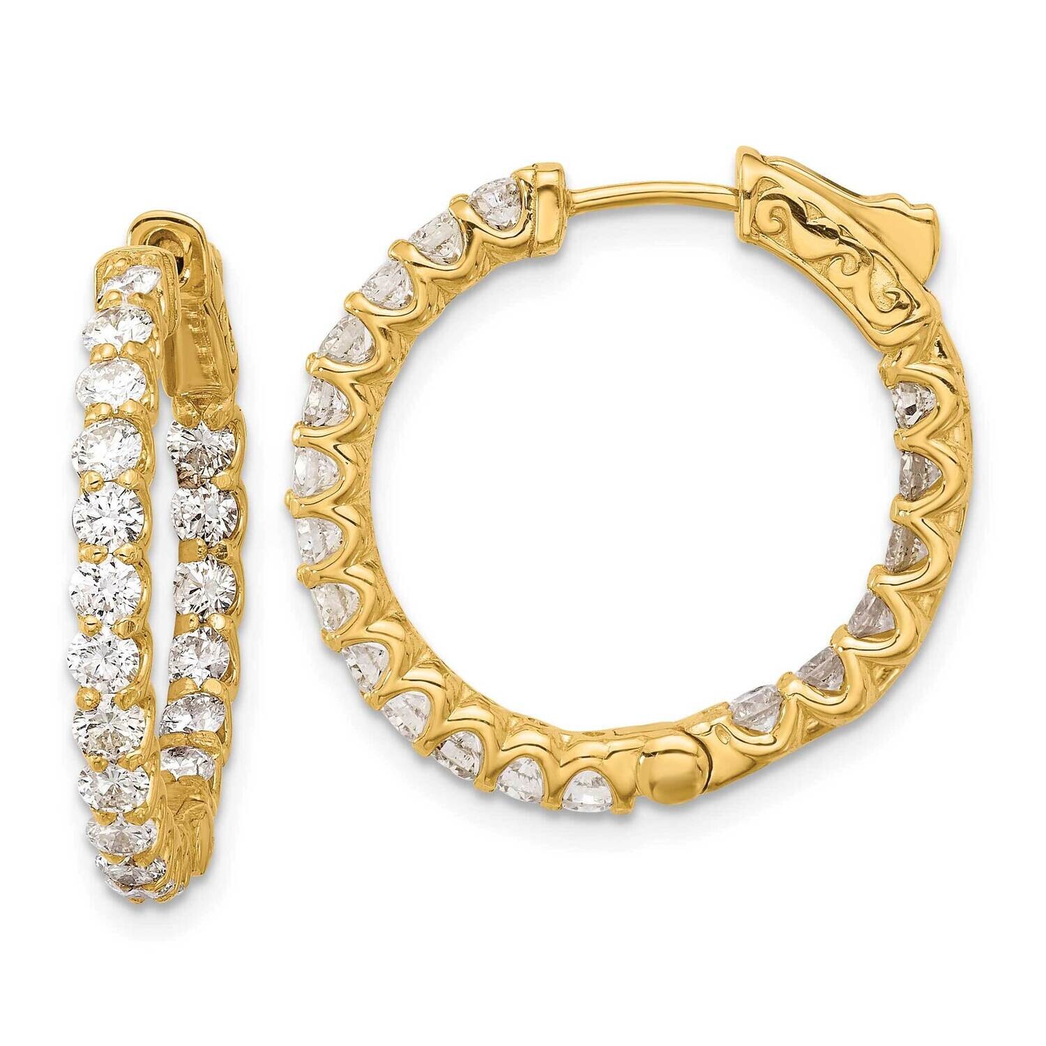 2.42Ct. 38-2.2mm In Out Hoop Safety Clasp Earring 14k Gold XE3271, MPN: XE3271,