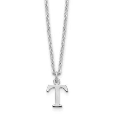 Cutout Letter T Initial Necklace Sterling Silver Rhodium-Plated XNA727SS/T, MPN: XNA727SS/T,