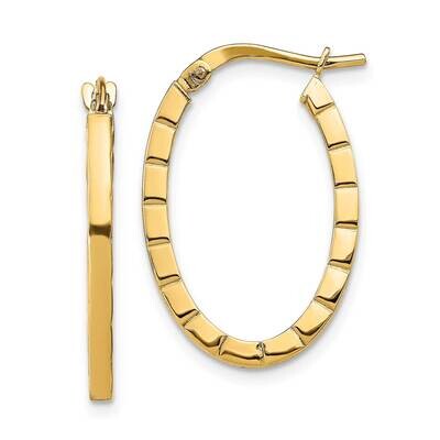 Striped Edge Oval Hoop Earrings 14k Gold TF1943, MPN: TF1943, 191101975318