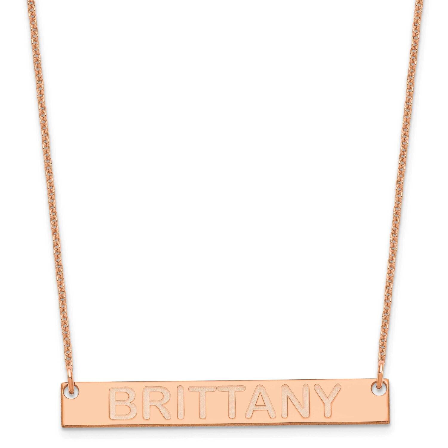 Medium Polished Capitalized Arial Rounded Bar Necklace 14k Rose Gold XNA644R, MPN: XNA644R,