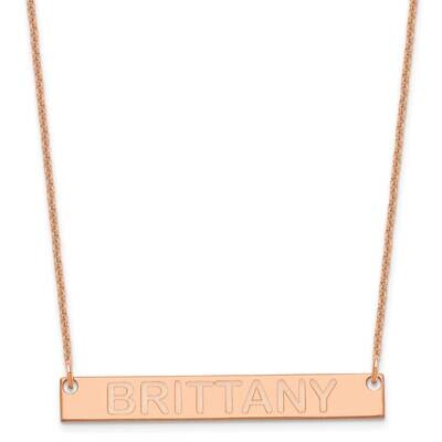 Medium Polished Capitalized Arial Rounded Bar Necklace 14k Rose Gold XNA644R, MPN: XNA644R,