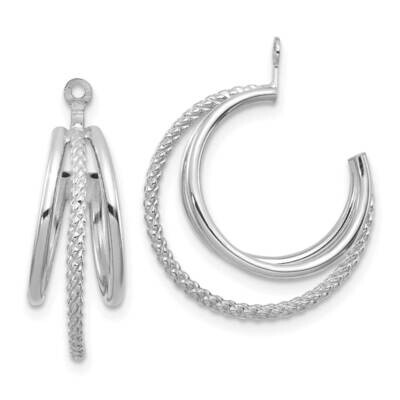 Polished &amp; Twisted Triple Hoop Earring Jackets 14k White Gold T753JW, MPN: T753JW,