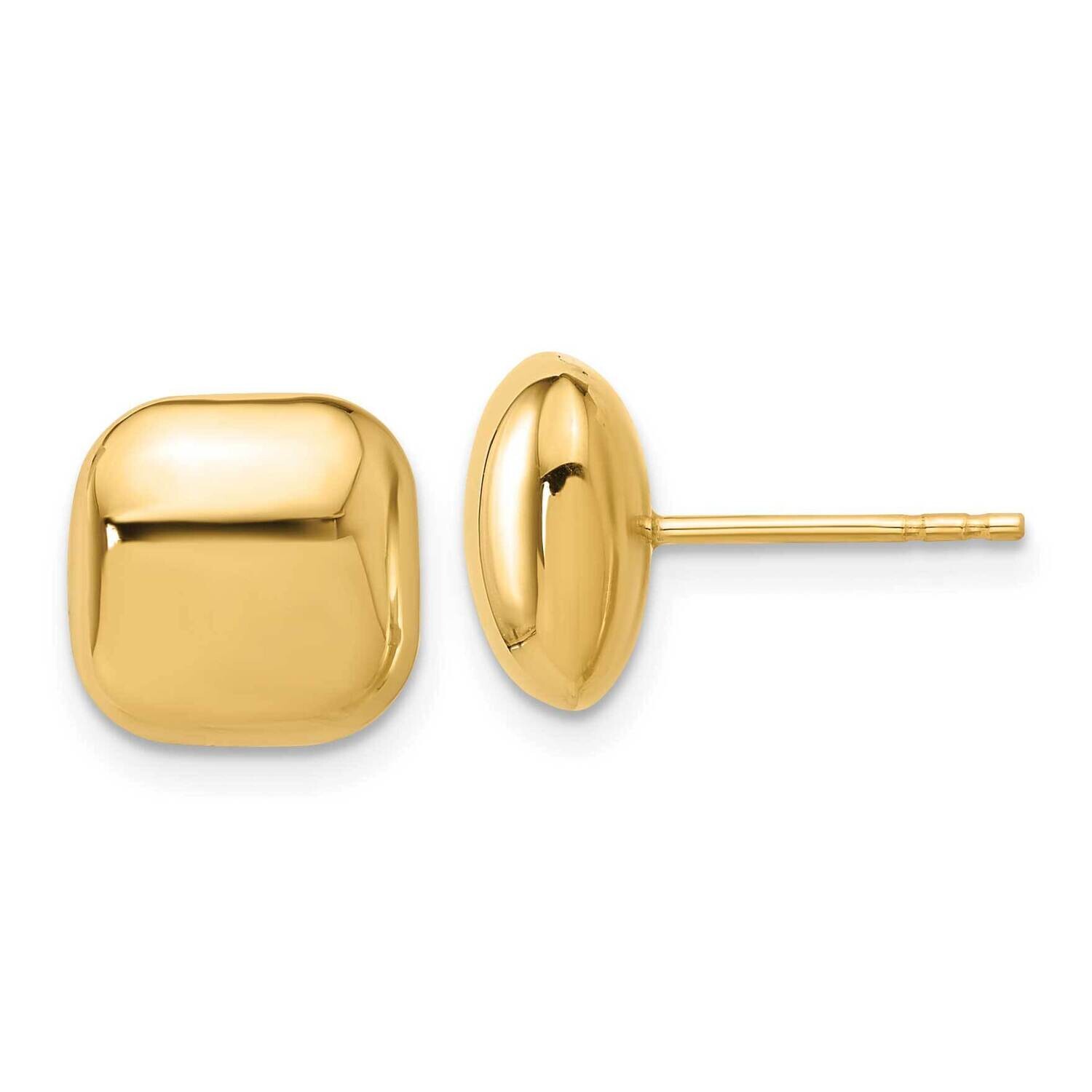 10mm Puffed Square Post Earrings 14k Polished Gold TF2341, MPN: TF2341, 196904170632