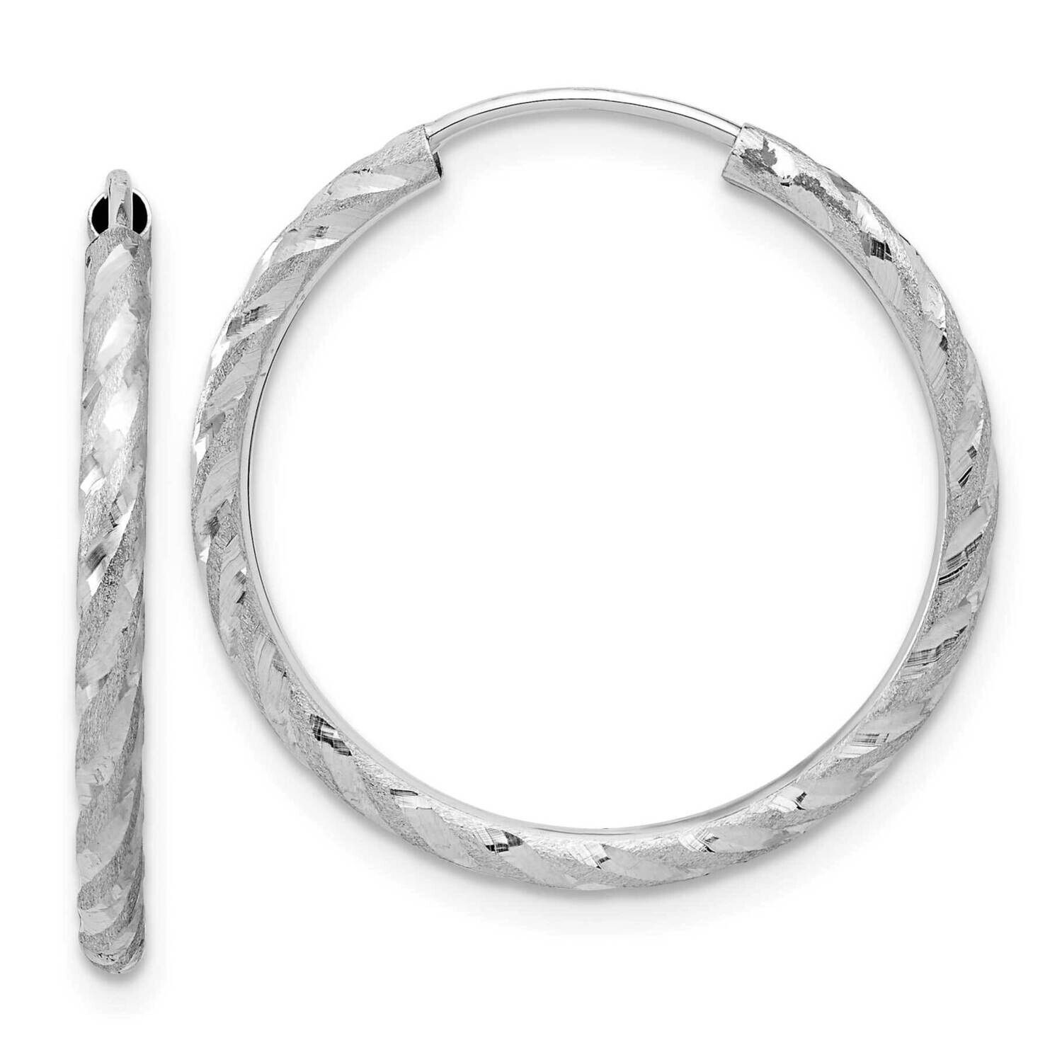 Polished Satin Diamond-Cut 2.00mm Endless Hoop Earrings 14k White Gold TF2185W, MPN: TF2185W, 19690…