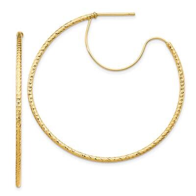 1.5X45mm Diamond-Cut Polished Wire Hoop Earrings 14k Gold TF1689, MPN: TF1689, 191101974045
