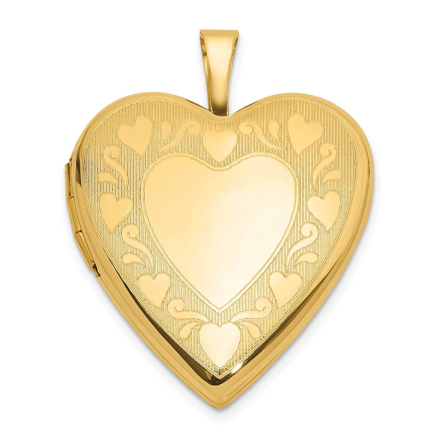Textured Polished Heart Design 20mm Heart Locket 14k Gold XL851