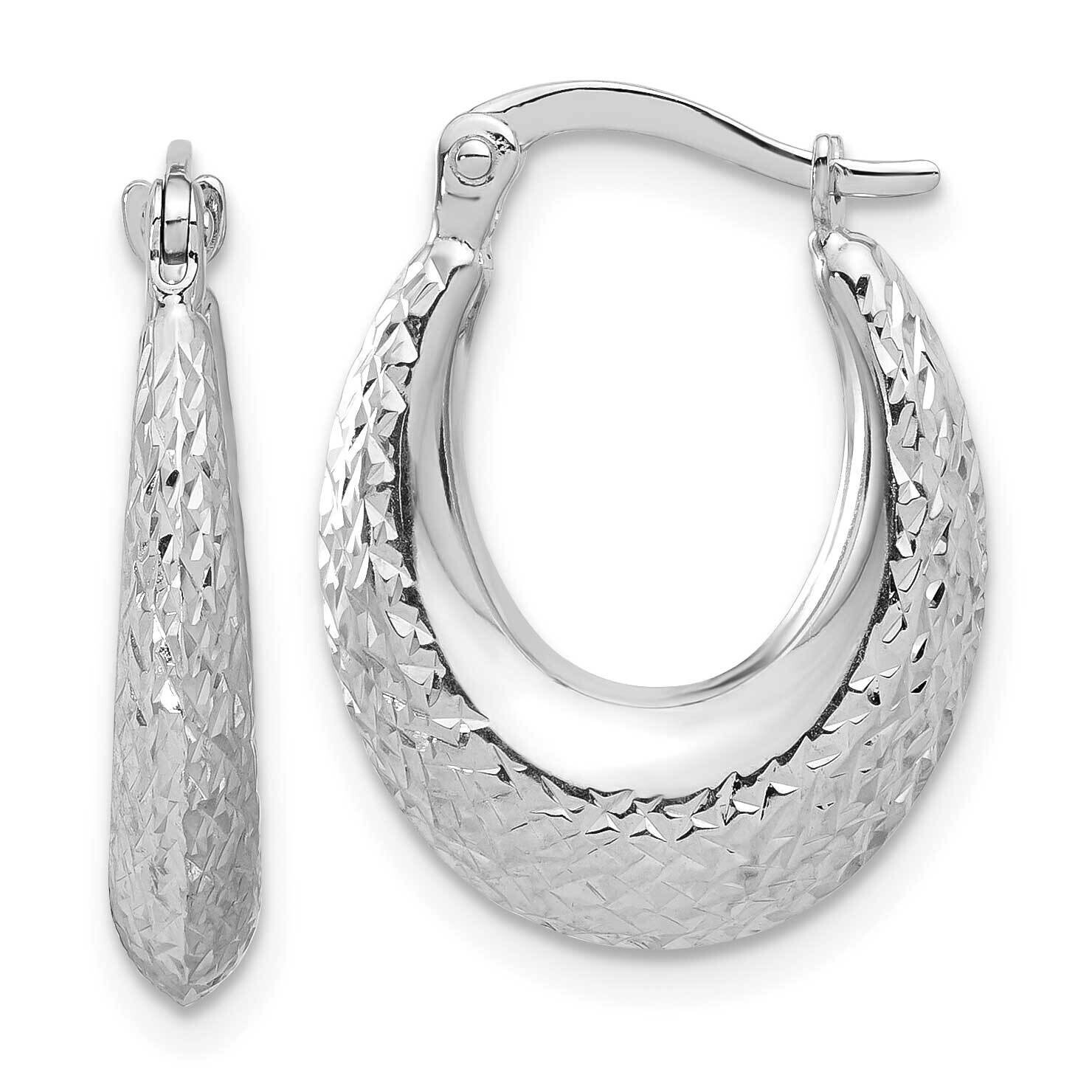 Polished Diamond-Cut Hoop Earrings 14k White Gold TF2269, MPN: TF2269,