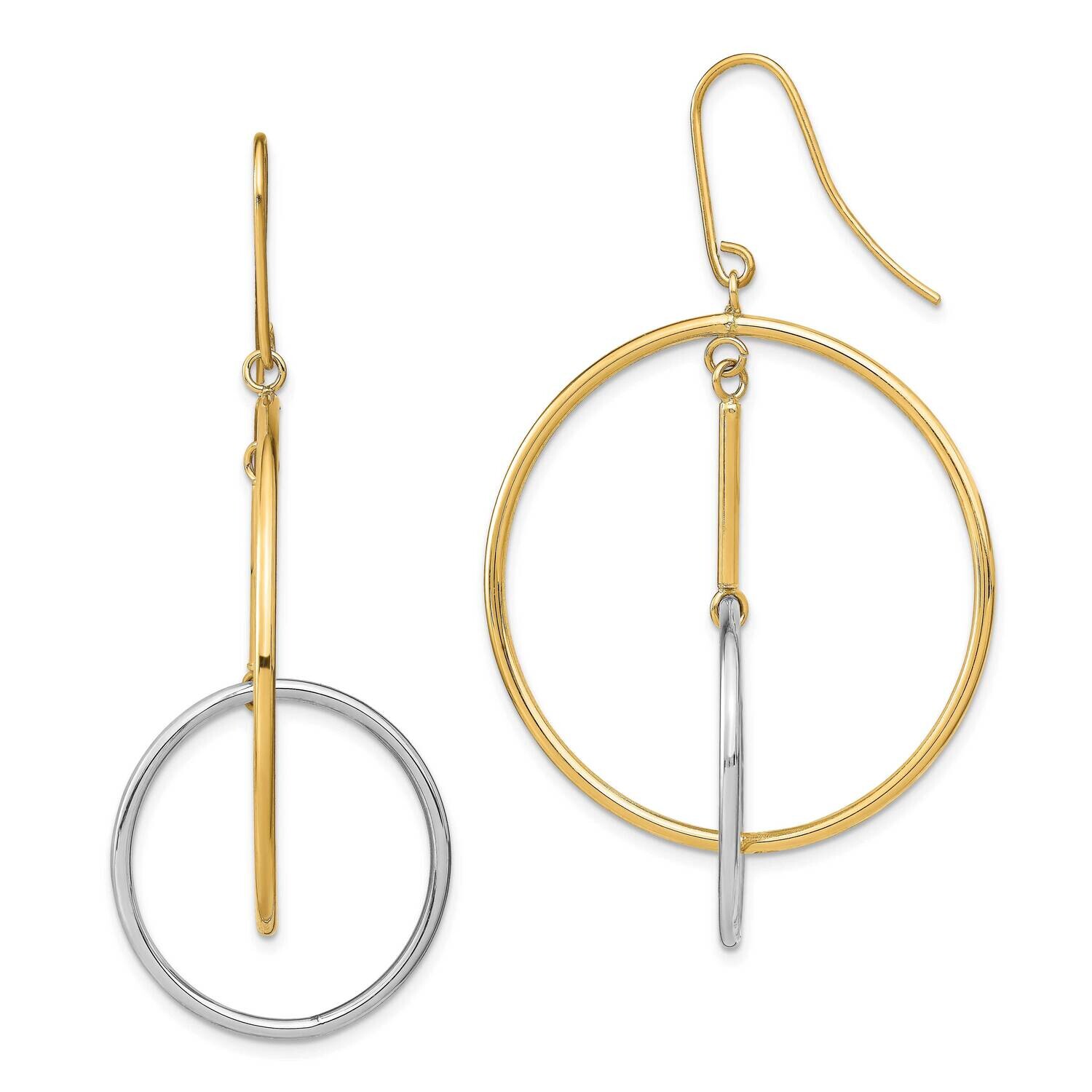 Double Circle &amp; Bar Dangle Earrings 14k Two-Tone Gold TF1934, MPN: TF1934, 191101975141