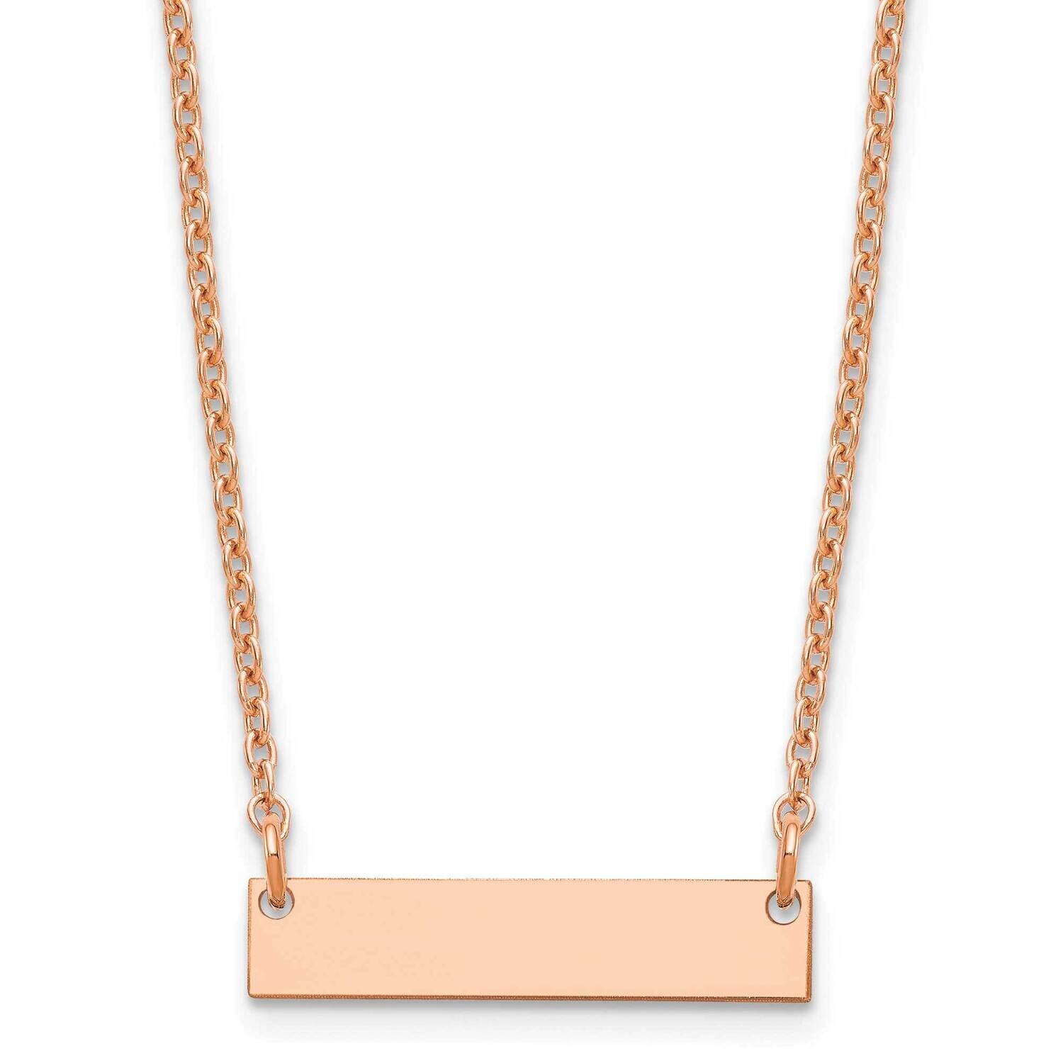 Rose-Plated Small Polished Blank Bar Necklace Sterling Silver XNA1197RP, MPN: XNA1197RP,