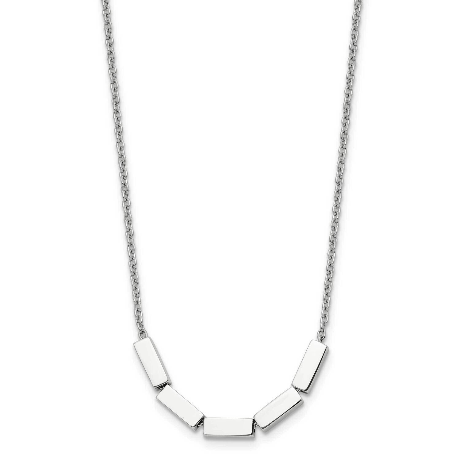 Chisel Polished Rectangle Beads On A 16.5 Inch Cable Chain A 2 Inch Extension Necklace Stainless St…