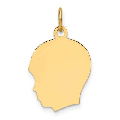 Plain Medium .011 Gauge Facing Left Engravable Boy Head Charm 14k Gold XM668/11, MPN: XM668/11,