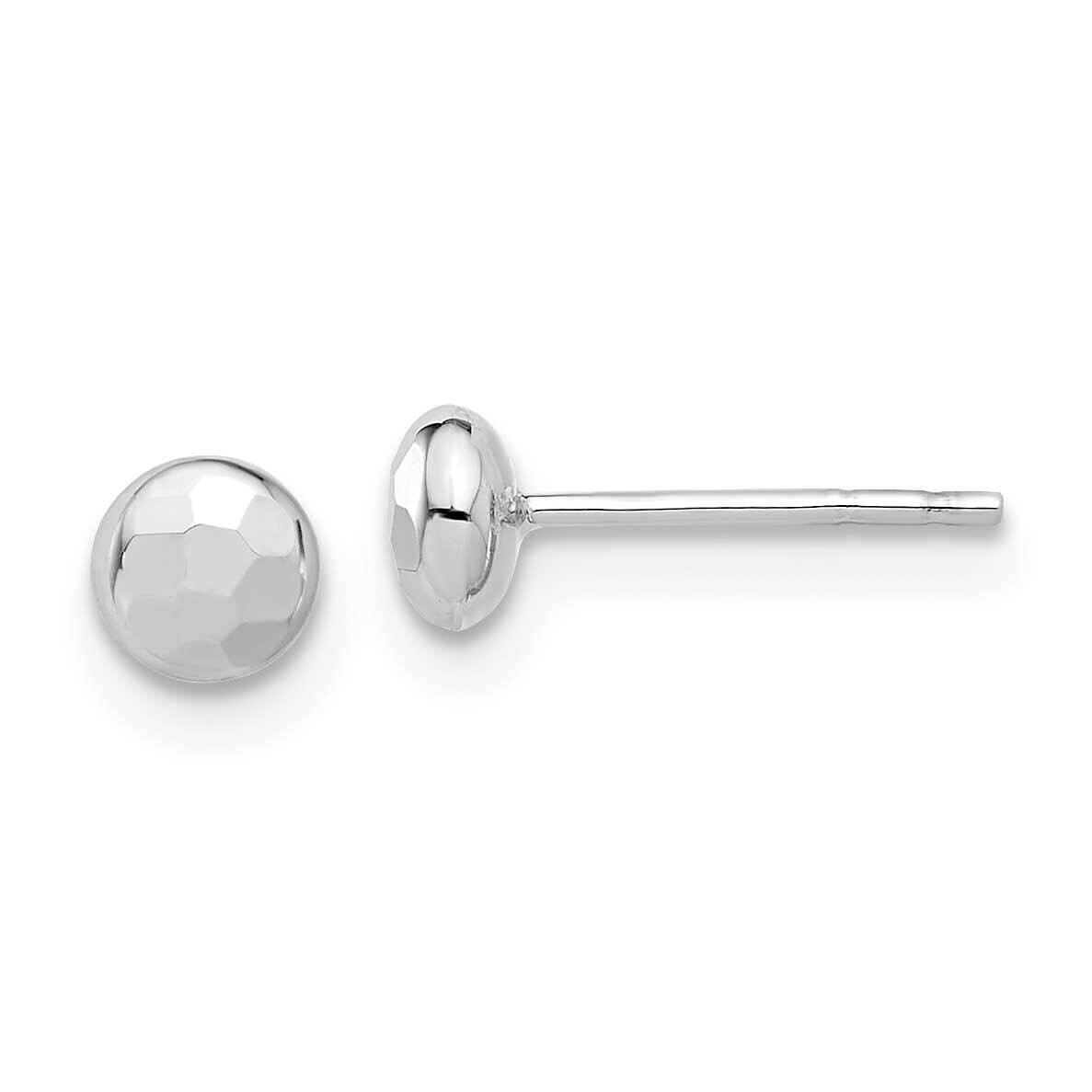 Polished Diamond-Cut 4.5mm Button Post Earrings 14k White Gold TF2337W, MPN: TF2337W,
