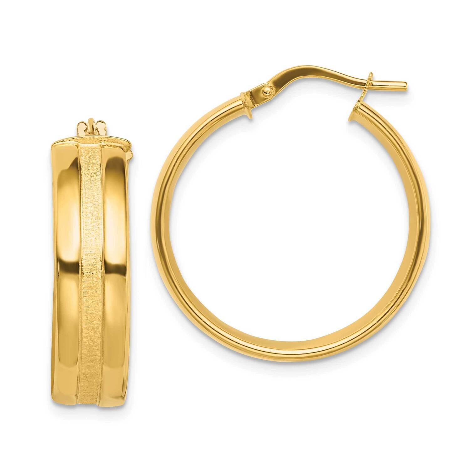 25mm Satin Polished Hoop Earrings 14k Gold TF1763