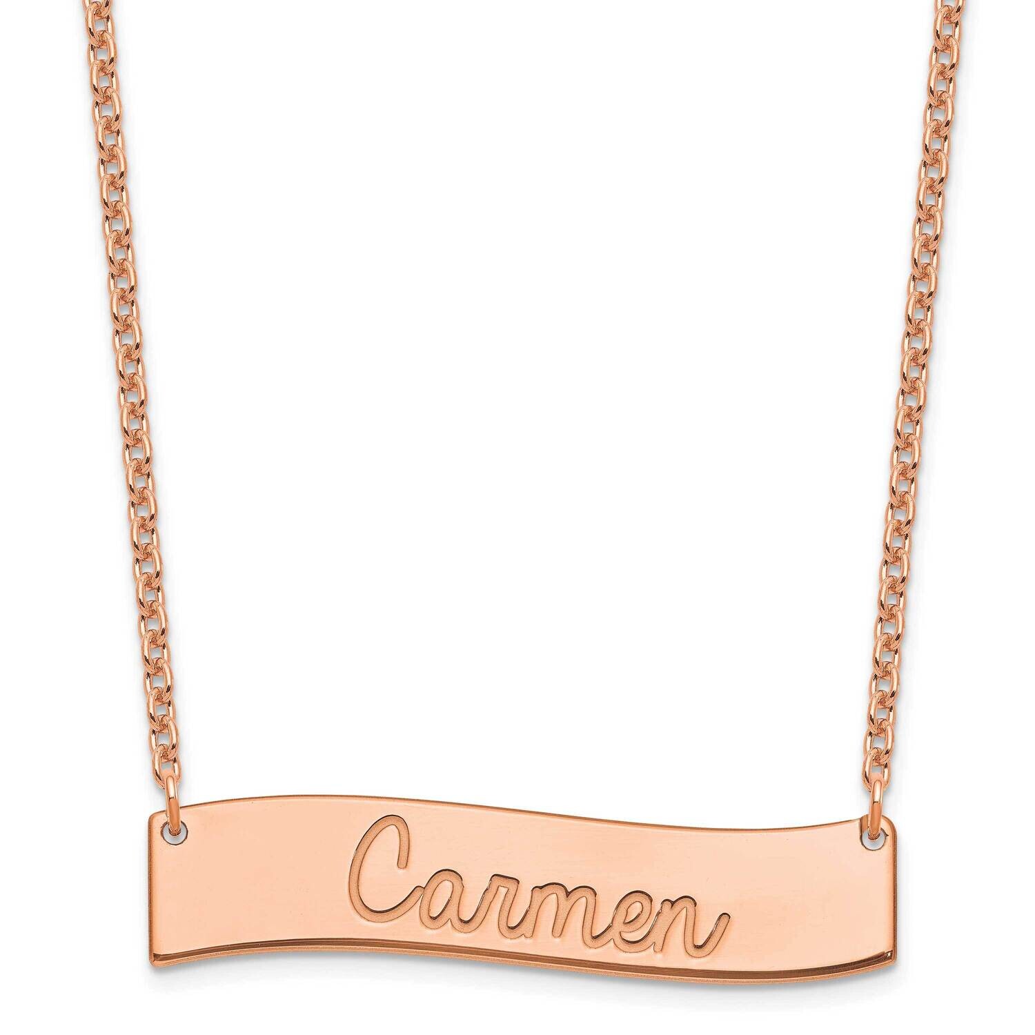Rose-Plated Medium Polished Curved Bar Necklace Sterling Silver XNA1254RP, MPN: XNA1254RP,
