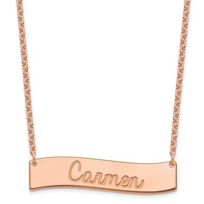 Rose-Plated Medium Polished Curved Bar Necklace Sterling Silver XNA1254RP, MPN: XNA1254RP,
