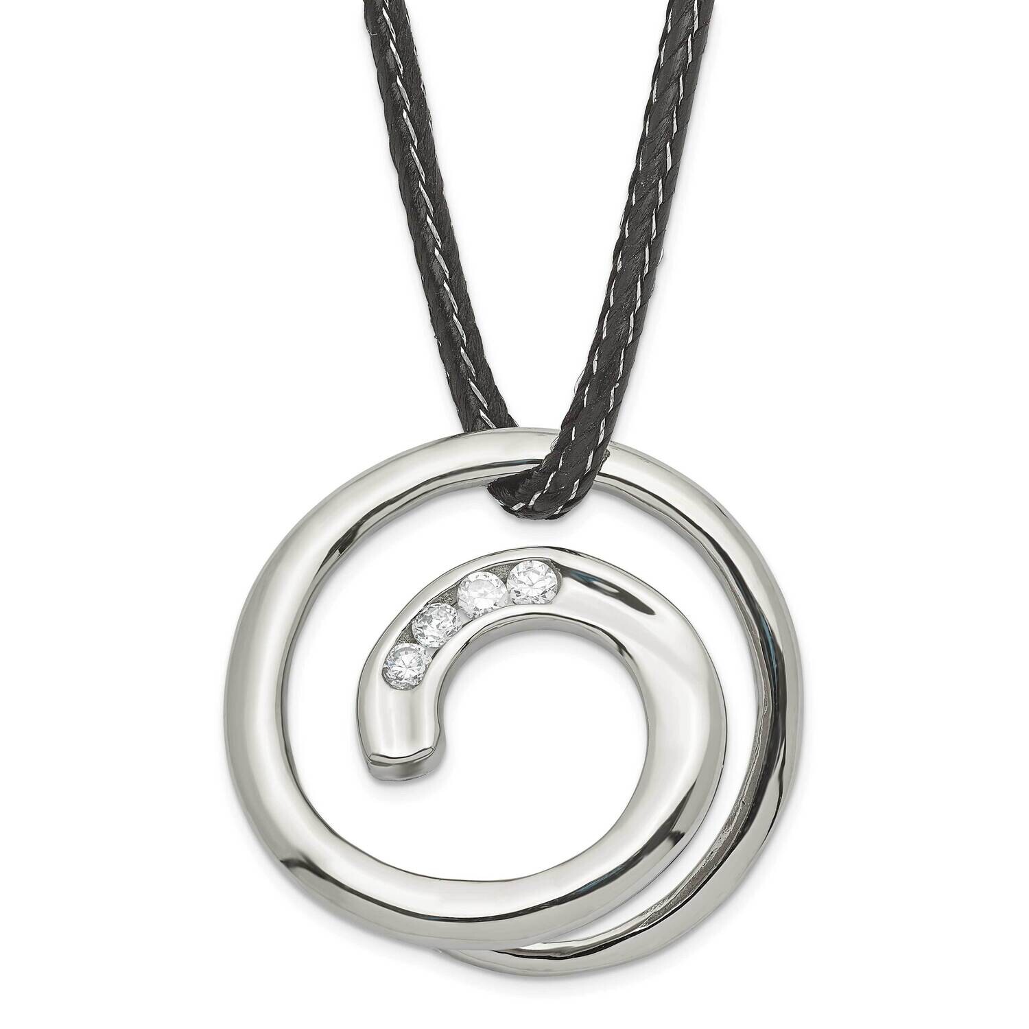 CZ Swirl Circle Necklace Stainless Steel SRN260-16 by Chisel, MPN: SRN260-16, 883957749877