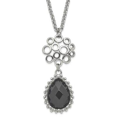 Polished Circles &amp; Teardrop Onyx 2 Inch Extender Necklace Stainless Steel SRN1528-18 by Chisel, MPN…