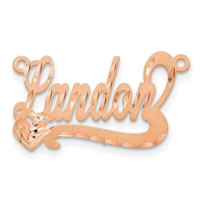 Rose-Plated Satin Diamond-Cut Heart Name Plate Sterling Silver XNA183RP, MPN: XNA183RP,