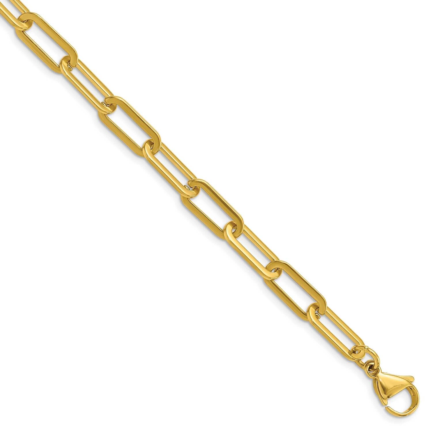 Chisel Polished Yellow Ip-Plated Enlongated Open Link Paperclip 24 Inch Chain Necklace Stainless St…