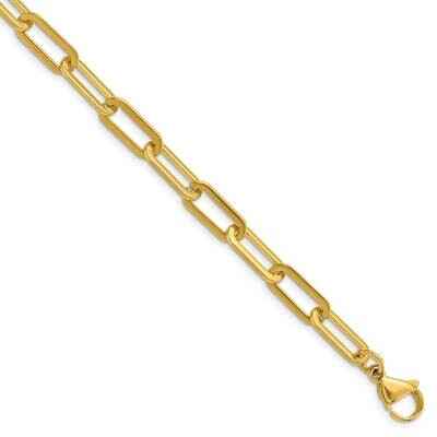 Chisel Polished Yellow Ip-Plated Enlongated Open Link Paperclip 24 Inch Chain Necklace Stainless St…