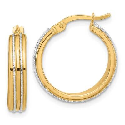 Polished Diamond-Cut Hoop Earrings 14k Two-Tone Gold TF2205, MPN: TF2205,