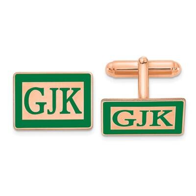 Rose-Plated Rectangle Enameled Letters Monogram Cuff Links Sterling Silver XNA616RP, MPN: XNA616RP,