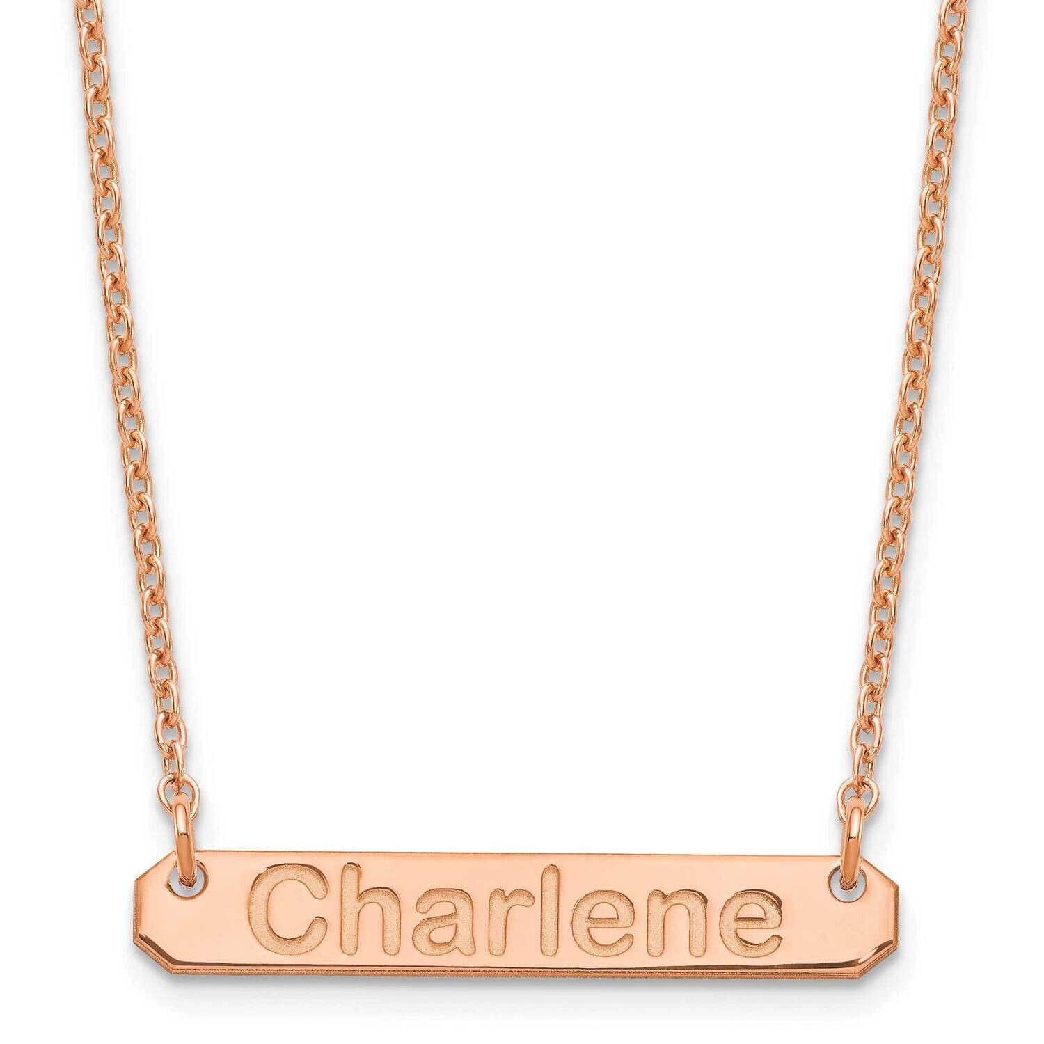 Rose-Plated Small Polished Arial Rounded Bar Necklace Sterling Silver XNA1232RP, MPN: XNA1232RP,