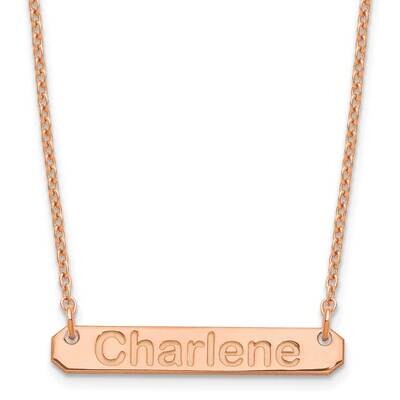 Rose-Plated Small Polished Arial Rounded Bar Necklace Sterling Silver XNA1232RP, MPN: XNA1232RP,