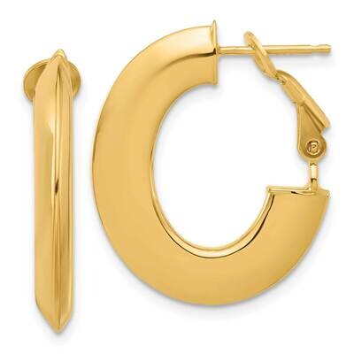 Knife Edge Oval Hoop Omega Back Earrings 14k Polished Gold TF2376, MPN: TF2376,