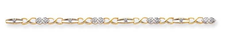 A Quality Completed Diamond Heart Tennis Bracelet 7 Inch 14k Two-Tone Gold X2631A