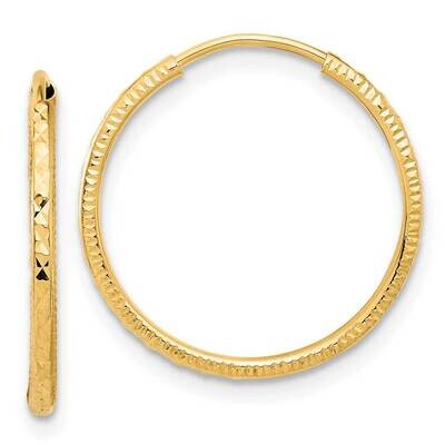 1.50mm Endless Hoop Earrings 14k Gold Diamond-Cut  TF2175, MPN: TF2175,