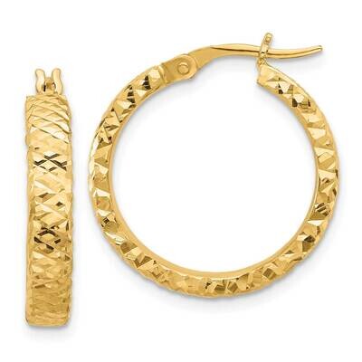 4mm Diamond Cut Hoop Earrings 14k Polished Gold TF2215, MPN: TF2215,