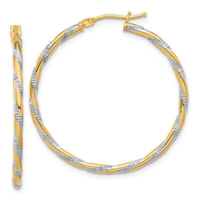Polished Diamond-Cut Hoop Earrings 14k Gold White Rhodium  TC1053, MPN: TC1053,