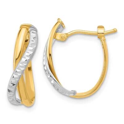 Polished Diamond-Cut Crossover Hoop Earrings 14k Two-Tone Gold TF2262, MPN: TF2262,