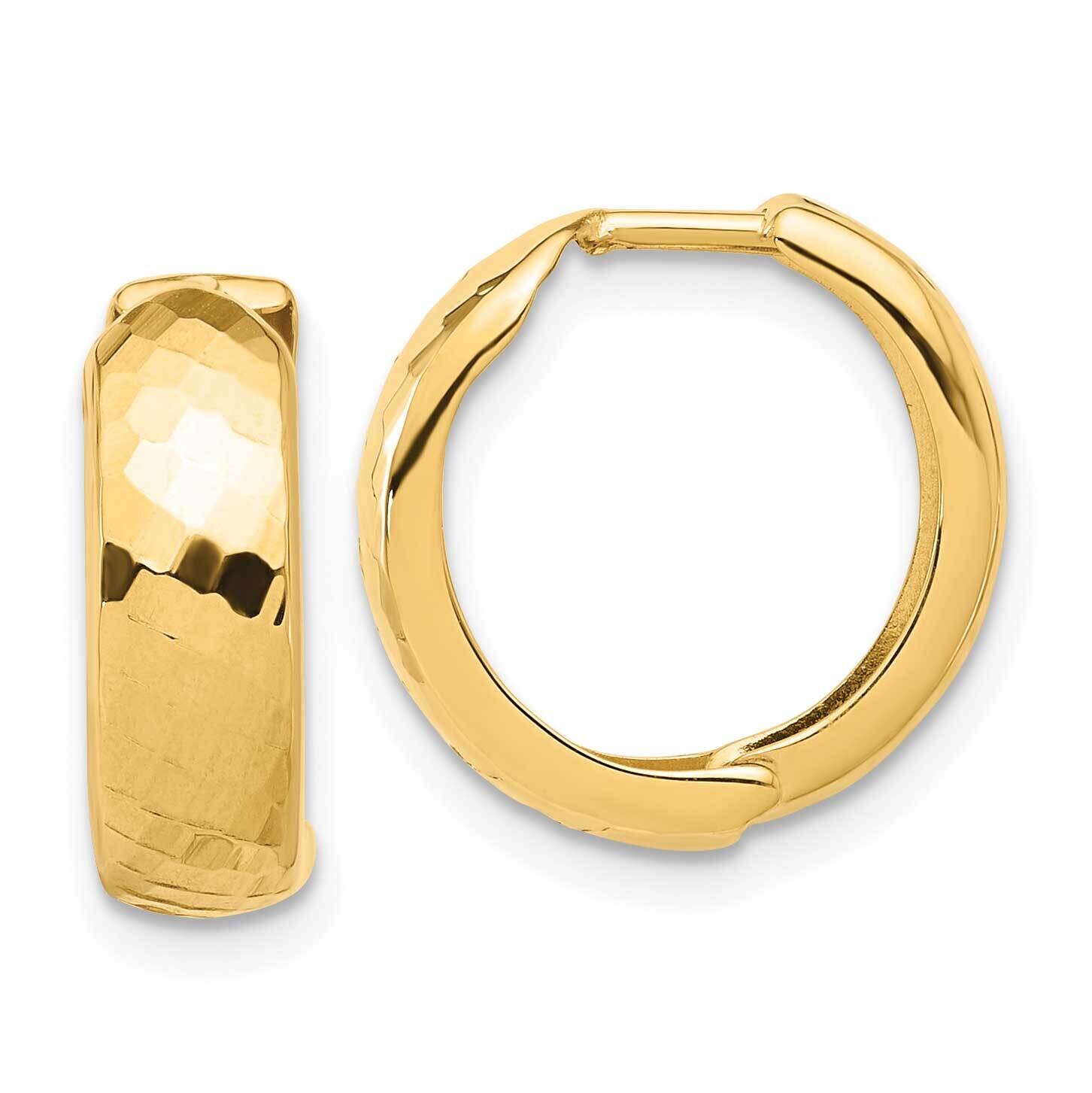Diamond-Cut Huggie Hoop Earrings 14k Polished Gold TF2298