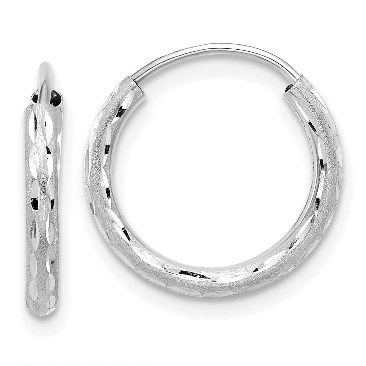 Polished Satin Diamond-Cut 2.00mm Endless Hoop Earrings 14k White Gold TF2192W
