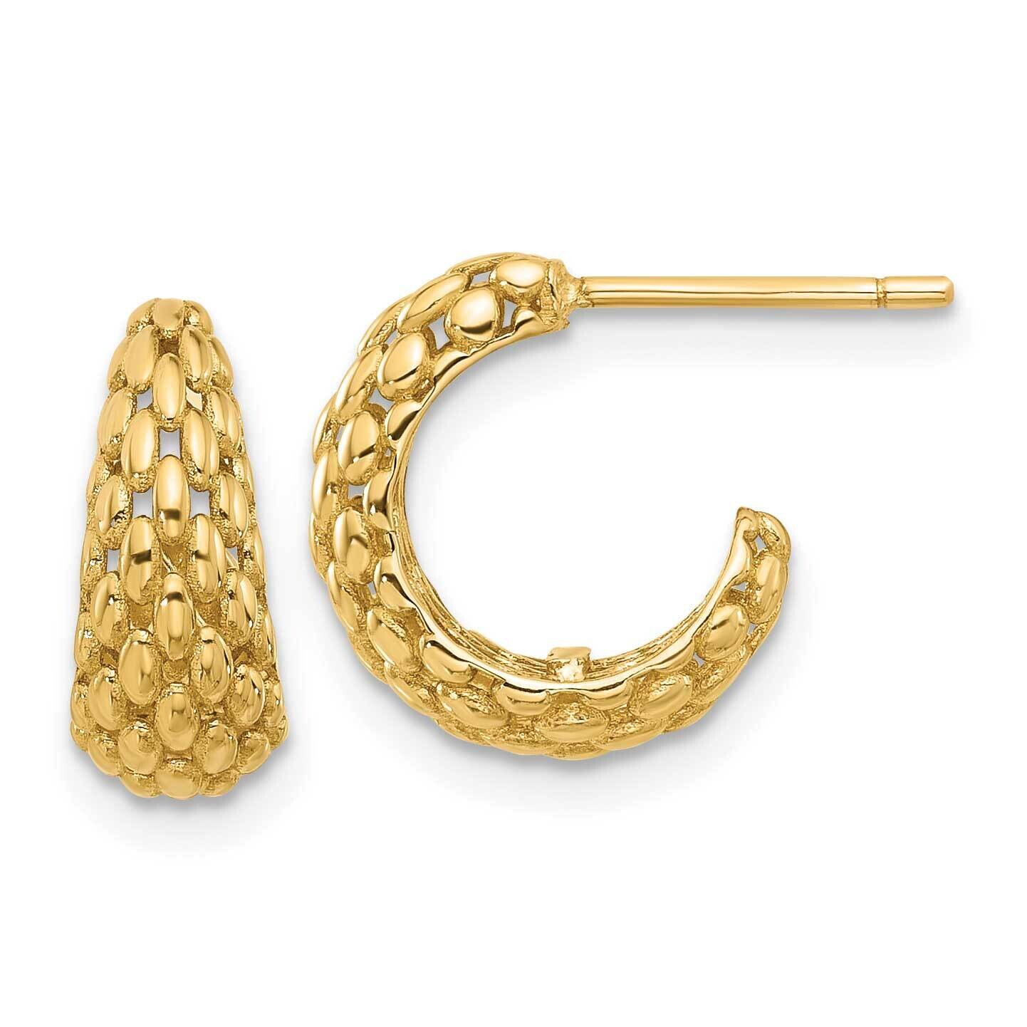 Textured J Hoop Post Earrings 14k Gold TF2352, MPN: TF2352,