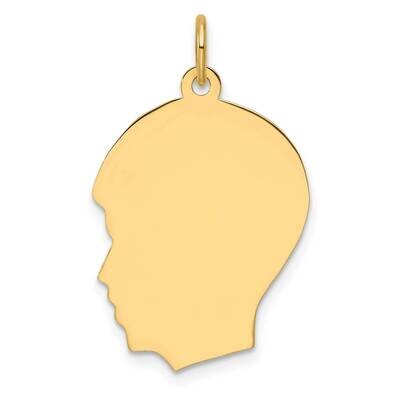 Plain Medium .035 Gauge Facing Left Engravable Boy Head Charm 14k Gold XM670/35, MPN: XM670/35,