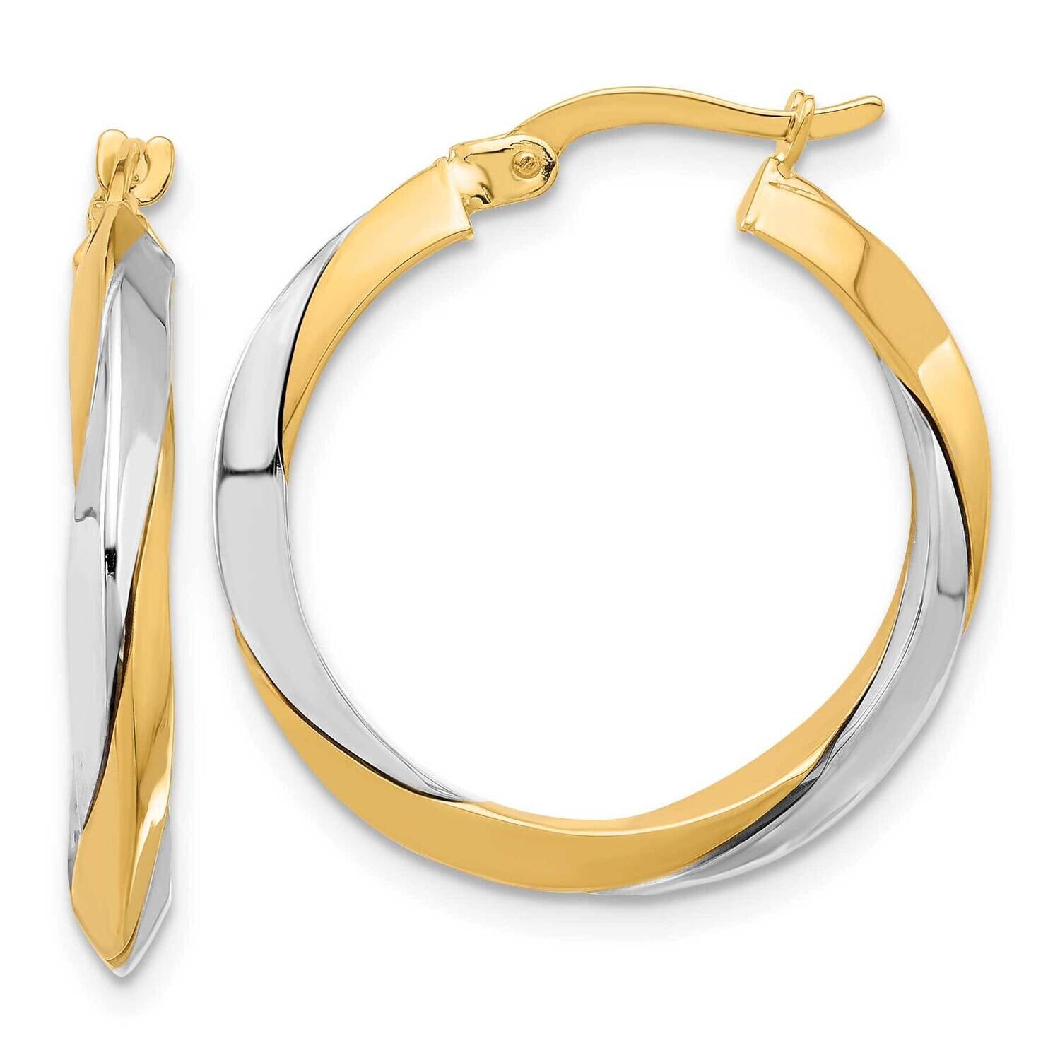 Polished Twist Hoop Earrings 14k Two-Tone Gold TF2240