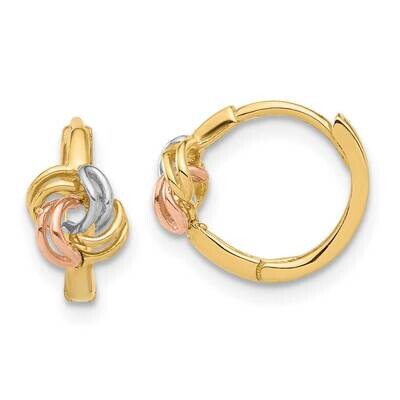 White Rhodium Love Knot Hinged Huggie Hoop Earrings 14k Two-Tone Gold TF2346, MPN: TF2346,